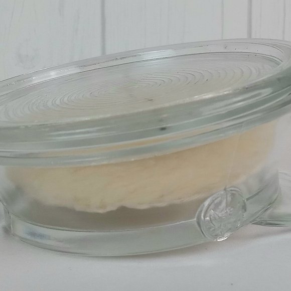 Vintage 1940's Era Clear Glass Military Hat Powder Box With LID & Powder Puff! - Picture 7 of 10